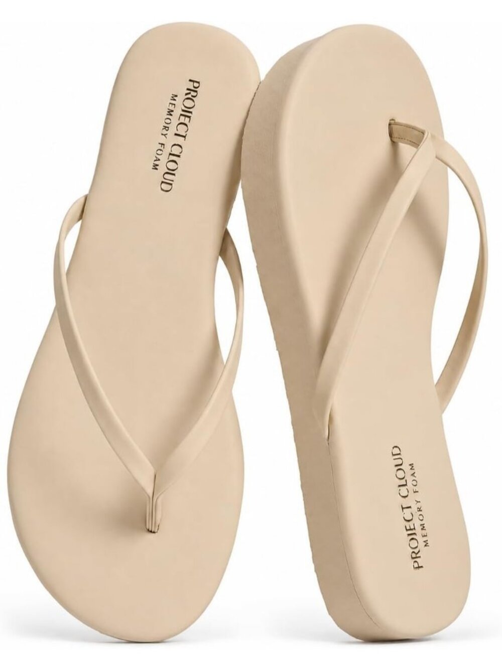 Women's Bone Summer Lightweight Non-Slip Memory Foam Insole Flip Flops Sandals